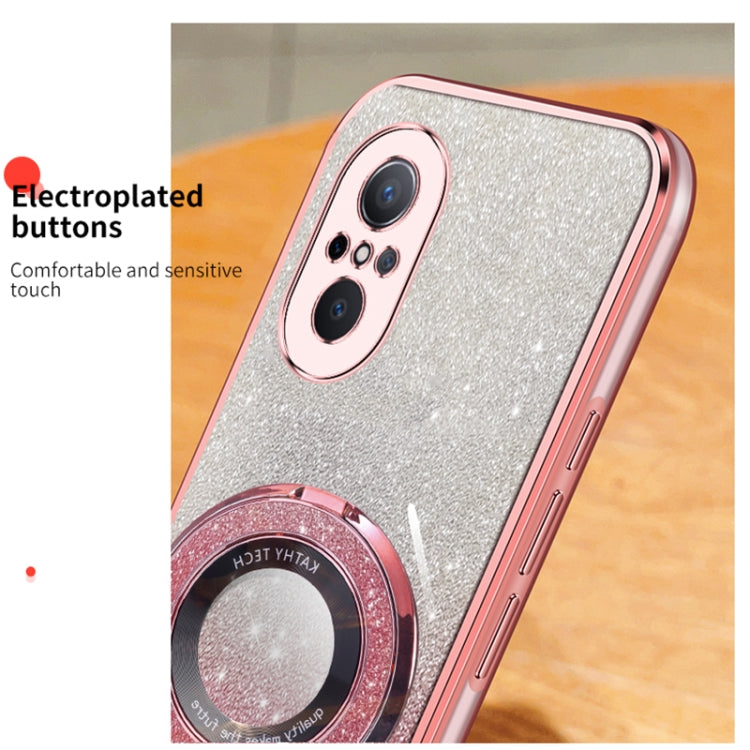 For Huawei nova 9 SE Plated Gradient Glitter Round Holder TPU Phone Case