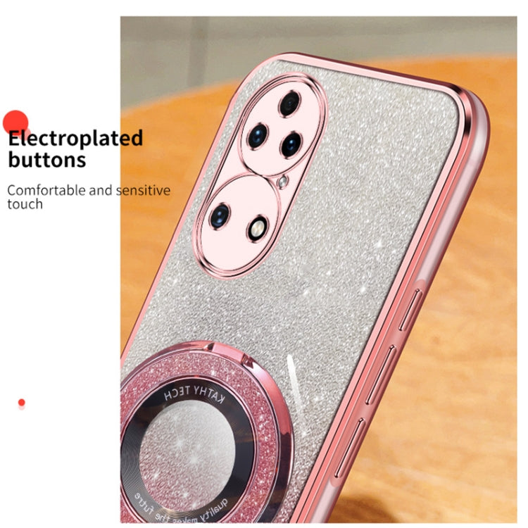 For Huawei P50 Plated Gradient Glitter Round Holder TPU Phone Case