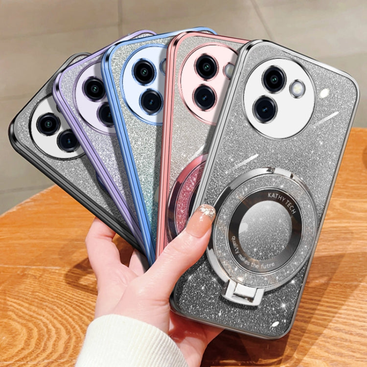 For vivo Y200i / T3X 5G Plated Gradient Glitter Round Holder TPU Phone Case