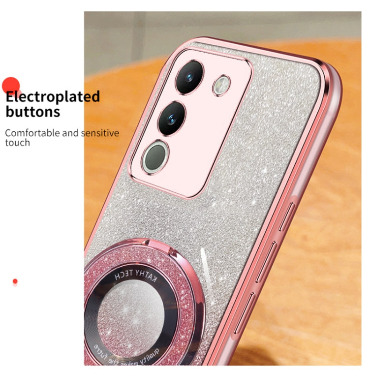 For vivo Y200 Global / V29e Plated Gradient Glitter Round Holder TPU Phone Case