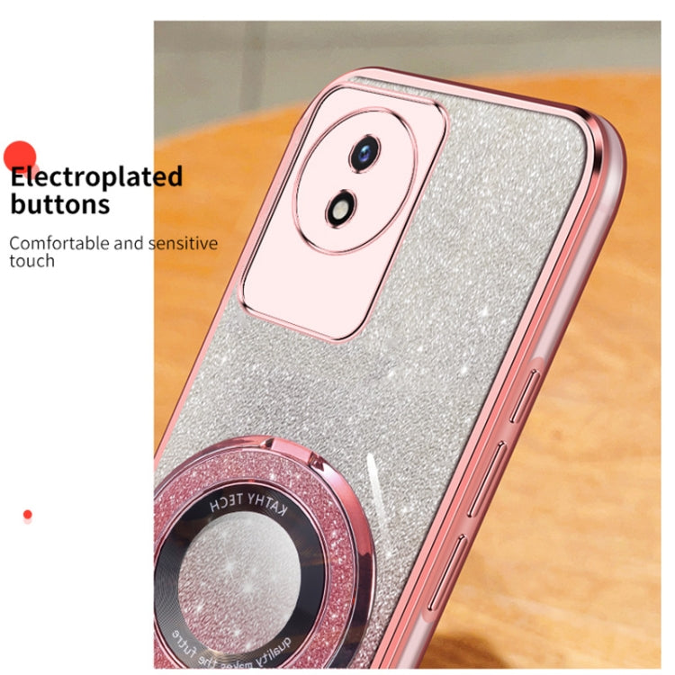 For vivo Y02 / Y11 2023 Plated Gradient Glitter Round Holder TPU Phone Case