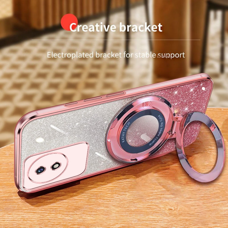 For vivo Y02 / Y11 2023 Plated Gradient Glitter Round Holder TPU Phone Case