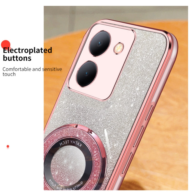 For vivo Y78 / Y36 5G Plated Gradient Glitter Round Holder TPU Phone Case