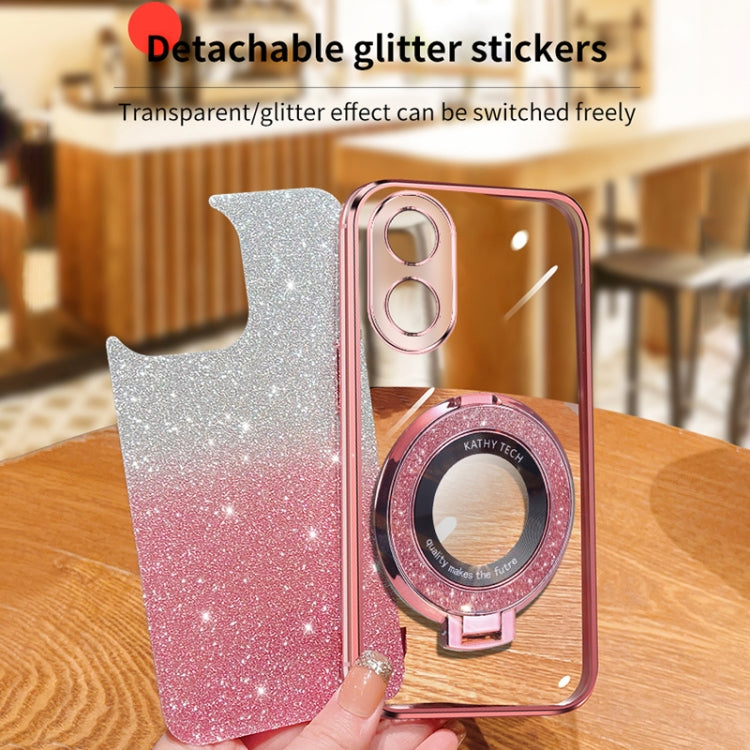 For vivo Y02s Plated Gradient Glitter Round Holder TPU Phone Case