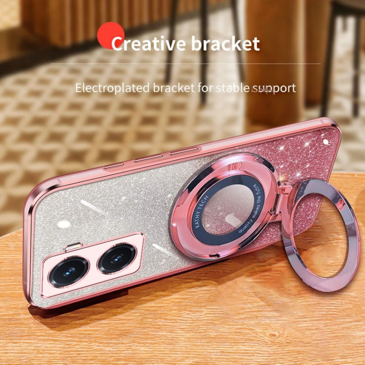 For vivo Y77 5G Plated Gradient Glitter Round Holder TPU Phone Case