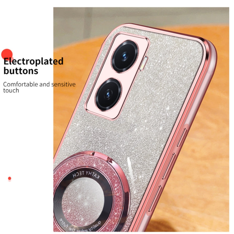 For vivo Y77 5G Plated Gradient Glitter Round Holder TPU Phone Case