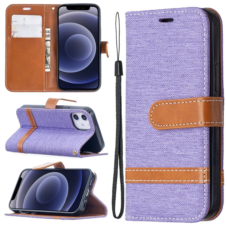For iPhone 12 mini Color Matching Denim Texture Horizontal Flip Leather Case with Holder & Card Slots & Wallet & Lanyard