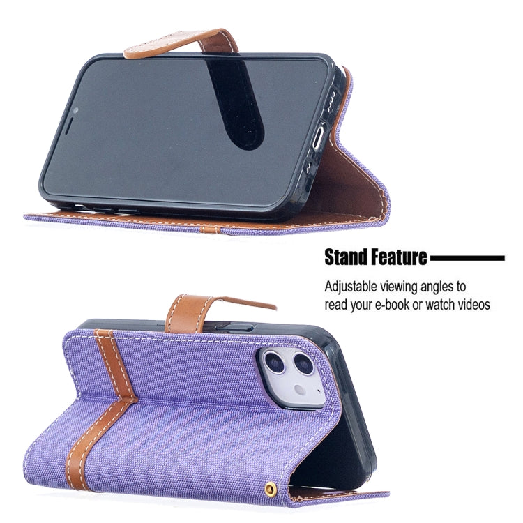 For iPhone 12 mini Color Matching Denim Texture Horizontal Flip Leather Case with Holder & Card Slots & Wallet & Lanyard