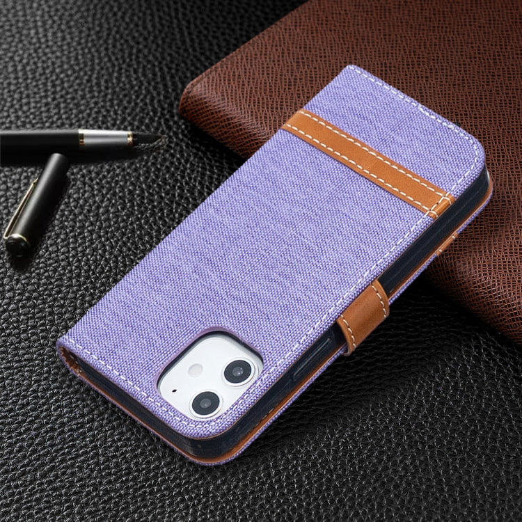 For iPhone 12 mini Color Matching Denim Texture Horizontal Flip Leather Case with Holder & Card Slots & Wallet & Lanyard