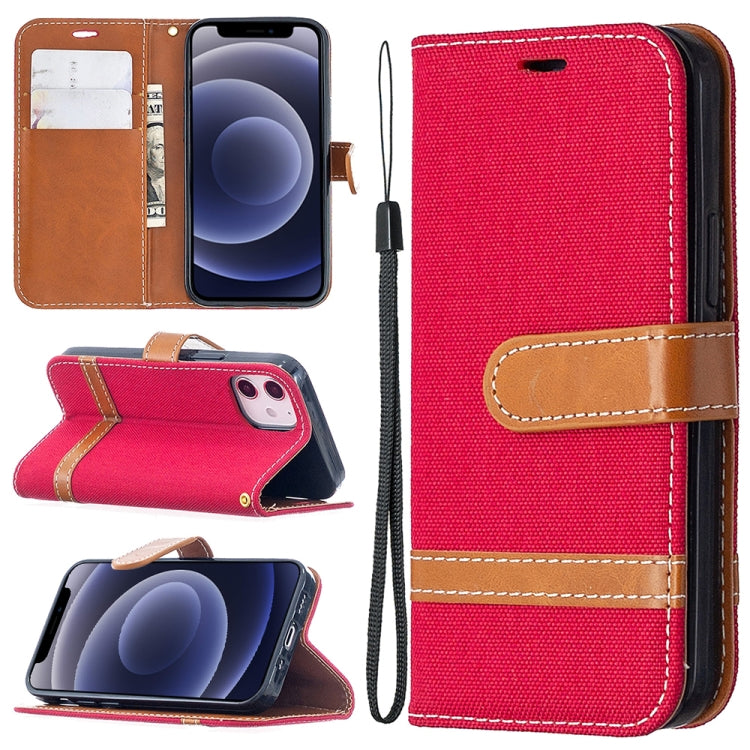 For iPhone 12 mini Color Matching Denim Texture Horizontal Flip Leather Case with Holder & Card Slots & Wallet & Lanyard