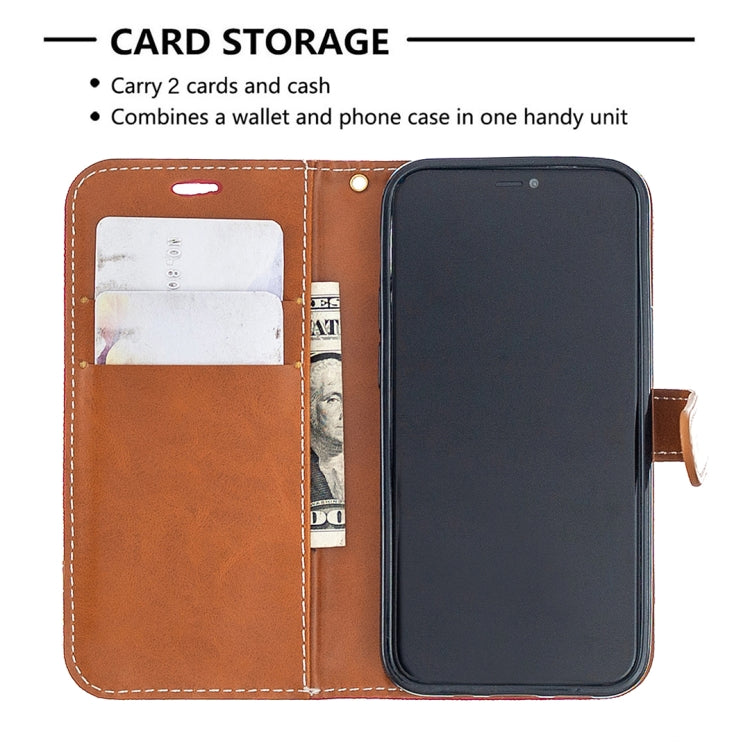 For iPhone 12 mini Color Matching Denim Texture Horizontal Flip Leather Case with Holder & Card Slots & Wallet & Lanyard