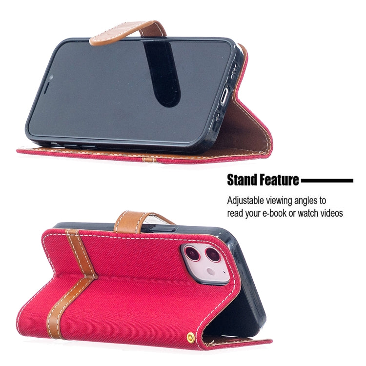 For iPhone 12 mini Color Matching Denim Texture Horizontal Flip Leather Case with Holder & Card Slots & Wallet & Lanyard