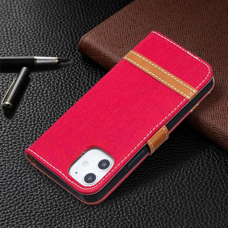 For iPhone 12 mini Color Matching Denim Texture Horizontal Flip Leather Case with Holder & Card Slots & Wallet & Lanyard