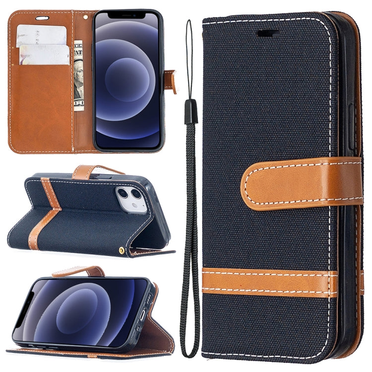 For iPhone 12 mini Color Matching Denim Texture Horizontal Flip Leather Case with Holder & Card Slots & Wallet & Lanyard