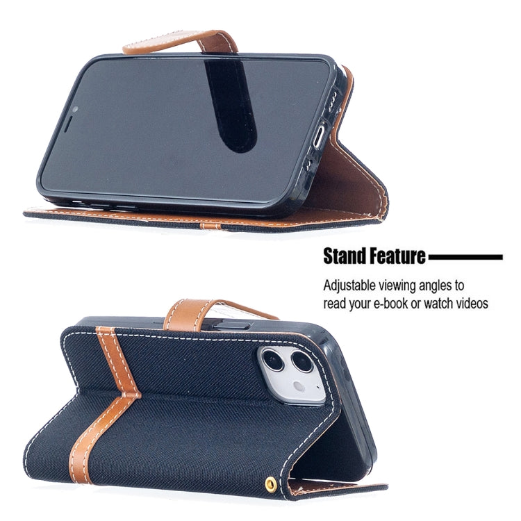 For iPhone 12 mini Color Matching Denim Texture Horizontal Flip Leather Case with Holder & Card Slots & Wallet & Lanyard