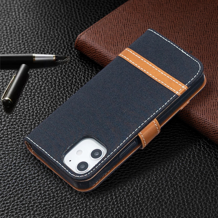 For iPhone 12 mini Color Matching Denim Texture Horizontal Flip Leather Case with Holder & Card Slots & Wallet & Lanyard