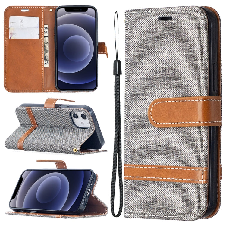 For iPhone 12 mini Color Matching Denim Texture Horizontal Flip Leather Case with Holder & Card Slots & Wallet & Lanyard