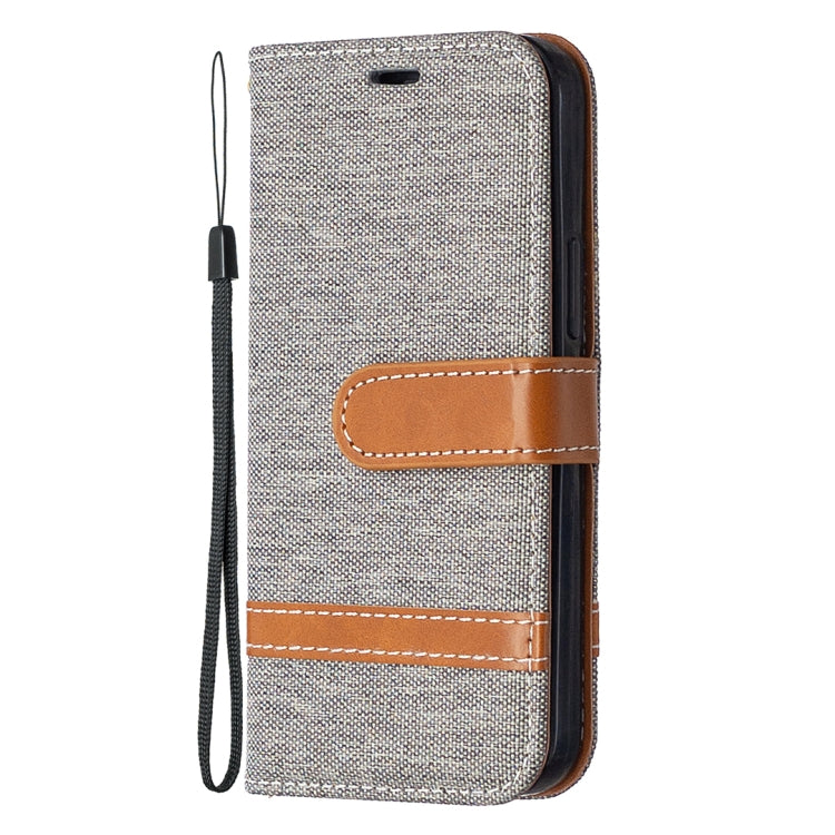 For iPhone 12 mini Color Matching Denim Texture Horizontal Flip Leather Case with Holder & Card Slots & Wallet & Lanyard