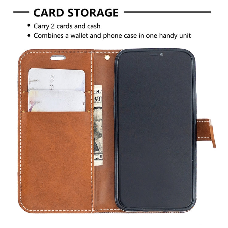 For iPhone 12 mini Color Matching Denim Texture Horizontal Flip Leather Case with Holder & Card Slots & Wallet & Lanyard