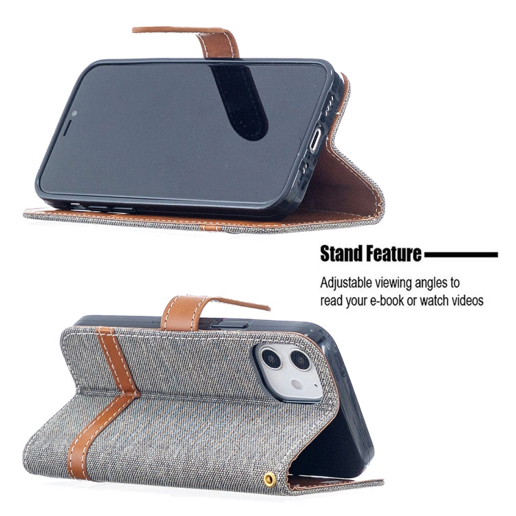 For iPhone 12 mini Color Matching Denim Texture Horizontal Flip Leather Case with Holder & Card Slots & Wallet & Lanyard