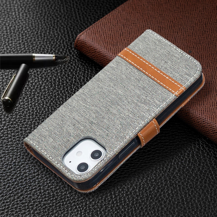 For iPhone 12 mini Color Matching Denim Texture Horizontal Flip Leather Case with Holder & Card Slots & Wallet & Lanyard