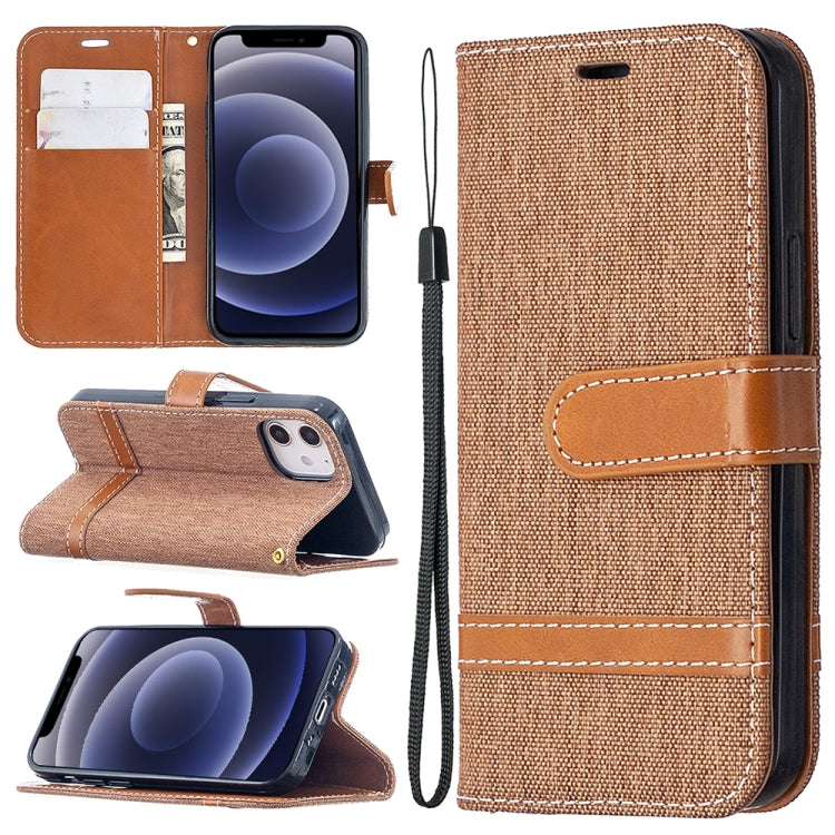 For iPhone 12 mini Color Matching Denim Texture Horizontal Flip Leather Case with Holder & Card Slots & Wallet & Lanyard