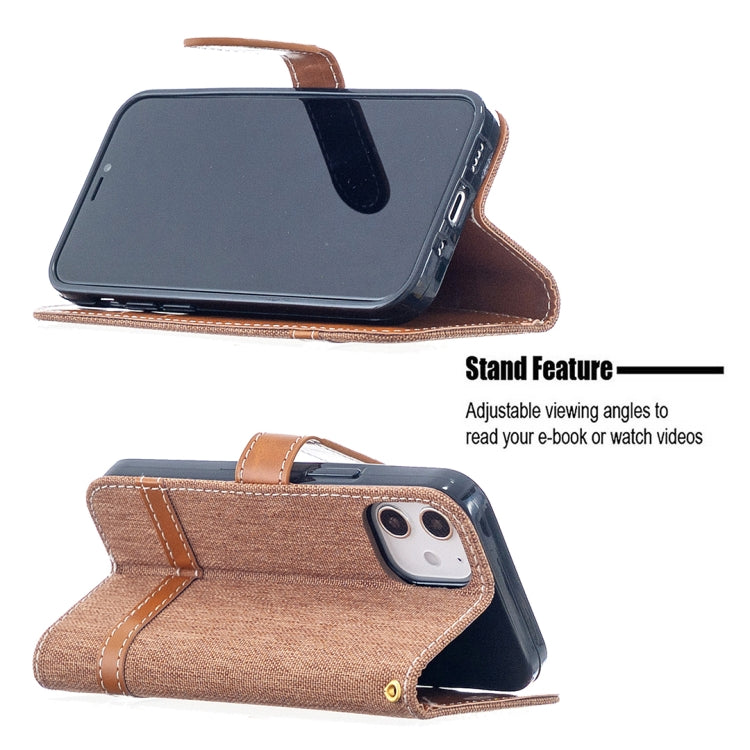 For iPhone 12 mini Color Matching Denim Texture Horizontal Flip Leather Case with Holder & Card Slots & Wallet & Lanyard