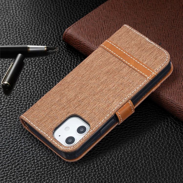 For iPhone 12 mini Color Matching Denim Texture Horizontal Flip Leather Case with Holder & Card Slots & Wallet & Lanyard