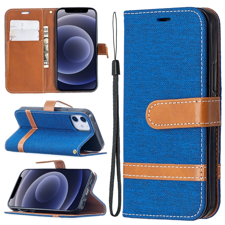 For iPhone 12 mini Color Matching Denim Texture Horizontal Flip Leather Case with Holder & Card Slots & Wallet & Lanyard
