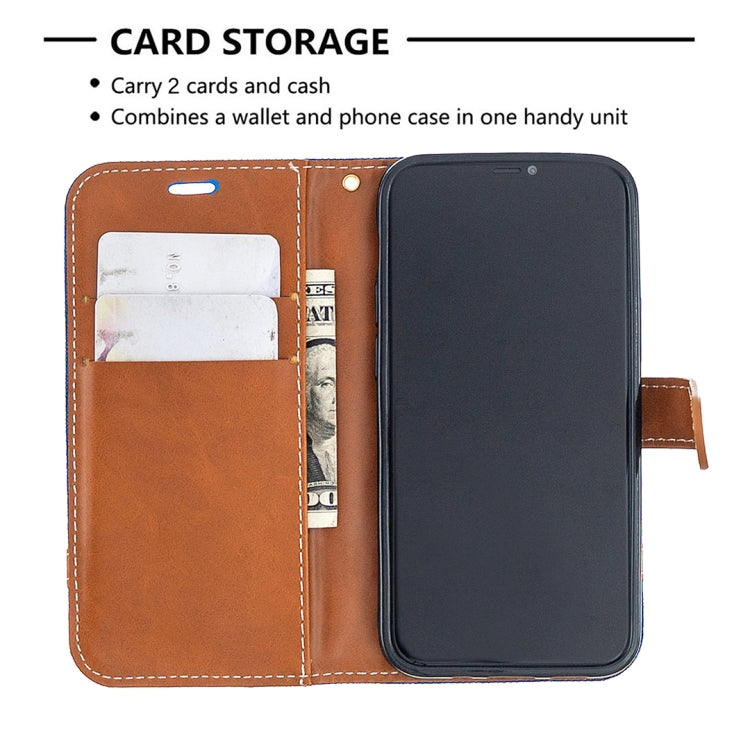 For iPhone 12 mini Color Matching Denim Texture Horizontal Flip Leather Case with Holder & Card Slots & Wallet & Lanyard