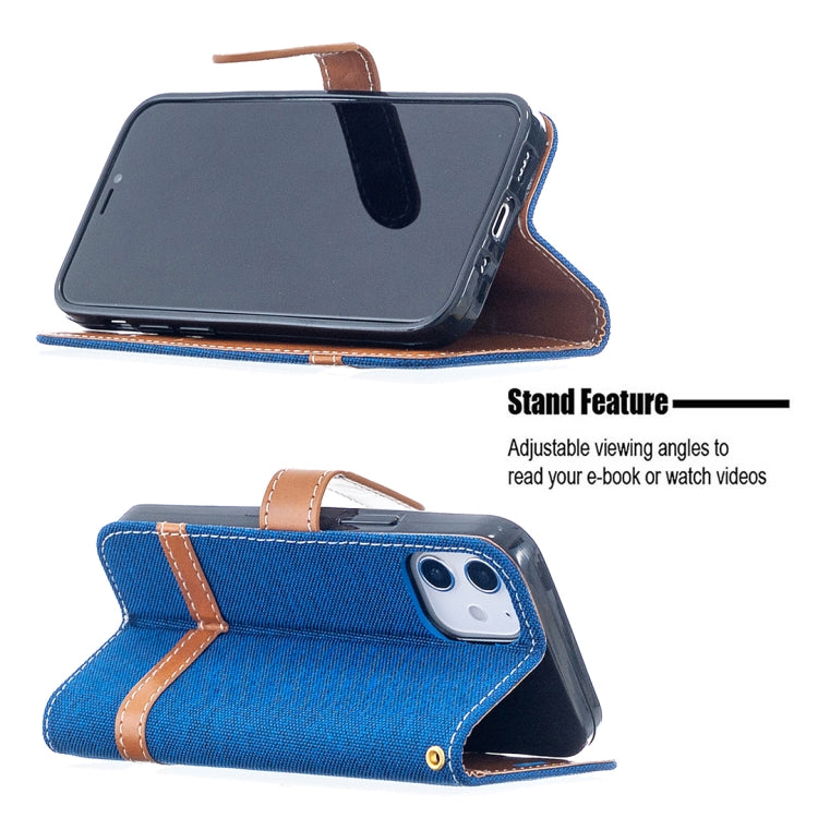 For iPhone 12 mini Color Matching Denim Texture Horizontal Flip Leather Case with Holder & Card Slots & Wallet & Lanyard