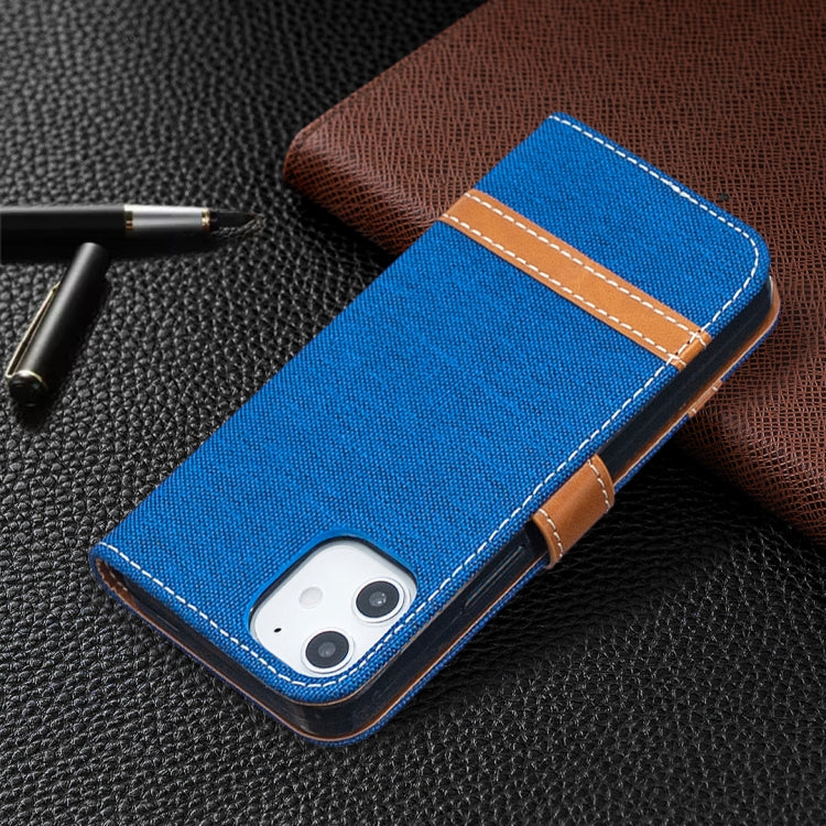 For iPhone 12 mini Color Matching Denim Texture Horizontal Flip Leather Case with Holder & Card Slots & Wallet & Lanyard