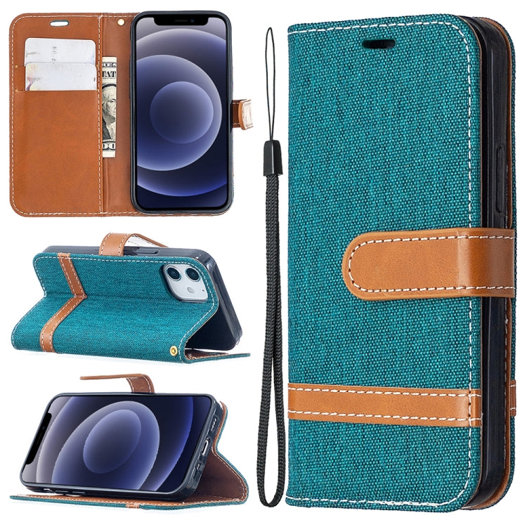 For iPhone 12 mini Color Matching Denim Texture Horizontal Flip Leather Case with Holder & Card Slots & Wallet & Lanyard