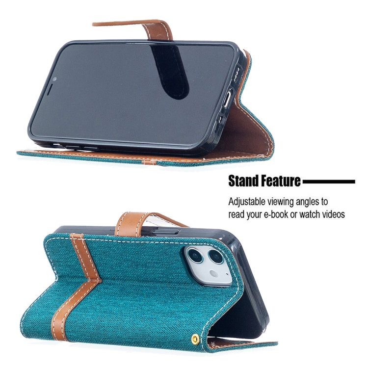 For iPhone 12 mini Color Matching Denim Texture Horizontal Flip Leather Case with Holder & Card Slots & Wallet & Lanyard