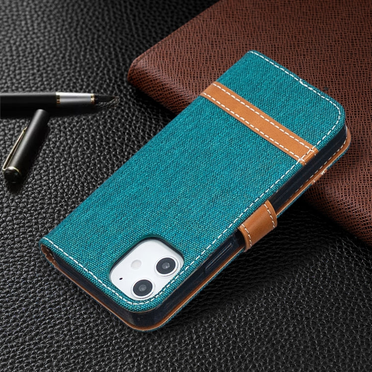 For iPhone 12 mini Color Matching Denim Texture Horizontal Flip Leather Case with Holder & Card Slots & Wallet & Lanyard