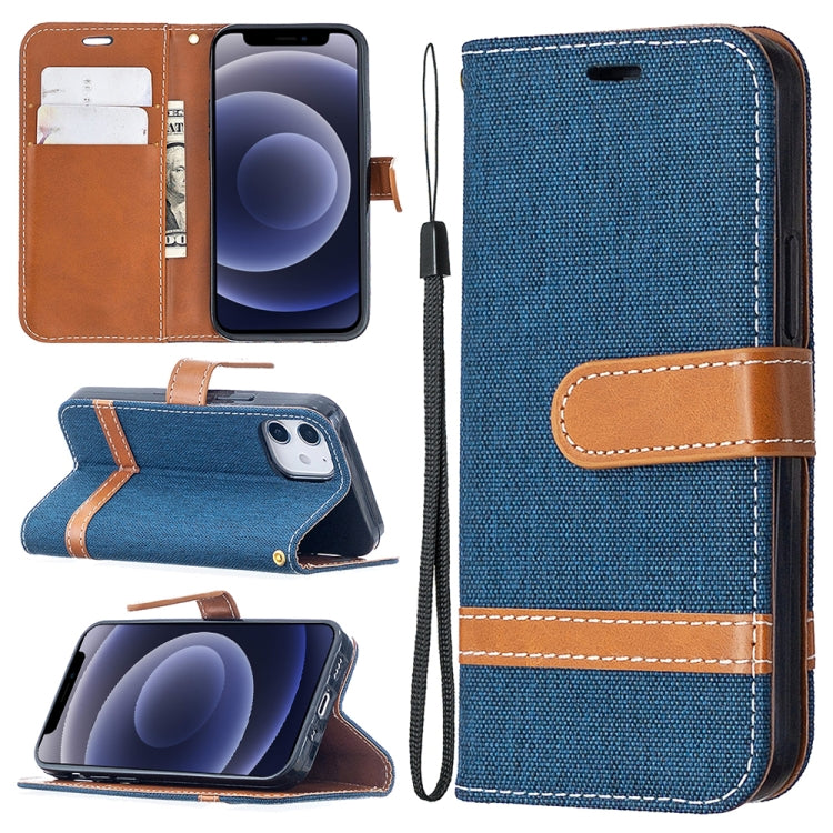 For iPhone 12 mini Color Matching Denim Texture Horizontal Flip Leather Case with Holder & Card Slots & Wallet & Lanyard