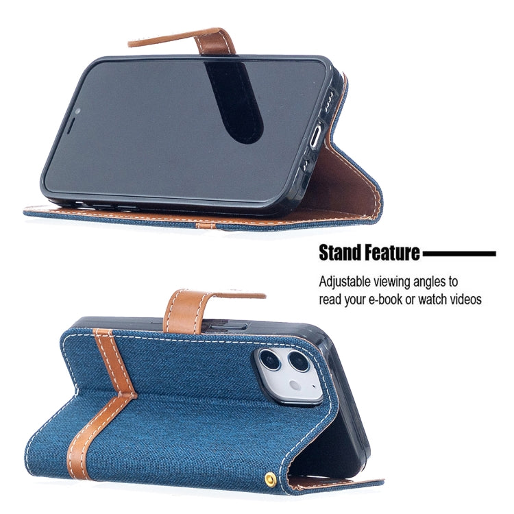 For iPhone 12 mini Color Matching Denim Texture Horizontal Flip Leather Case with Holder & Card Slots & Wallet & Lanyard