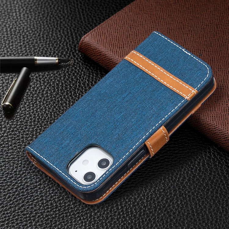 For iPhone 12 mini Color Matching Denim Texture Horizontal Flip Leather Case with Holder & Card Slots & Wallet & Lanyard
