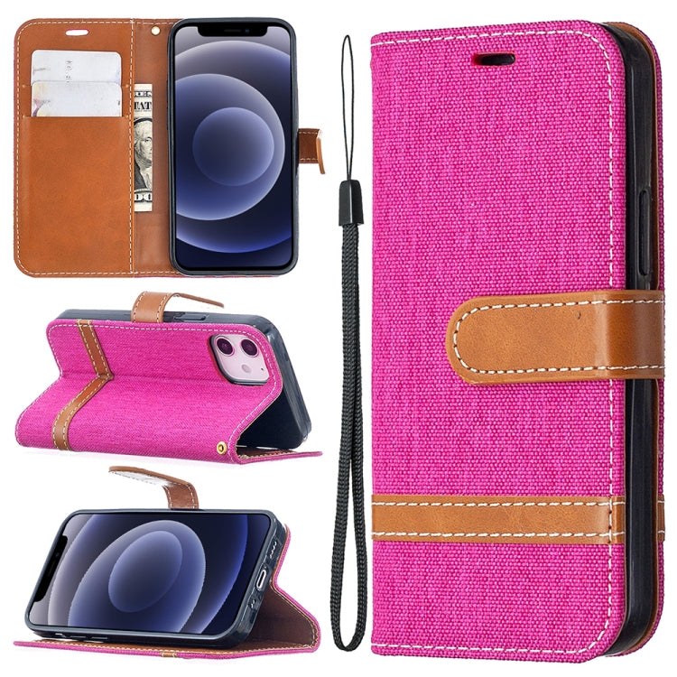 For iPhone 12 mini Color Matching Denim Texture Horizontal Flip Leather Case with Holder & Card Slots & Wallet & Lanyard
