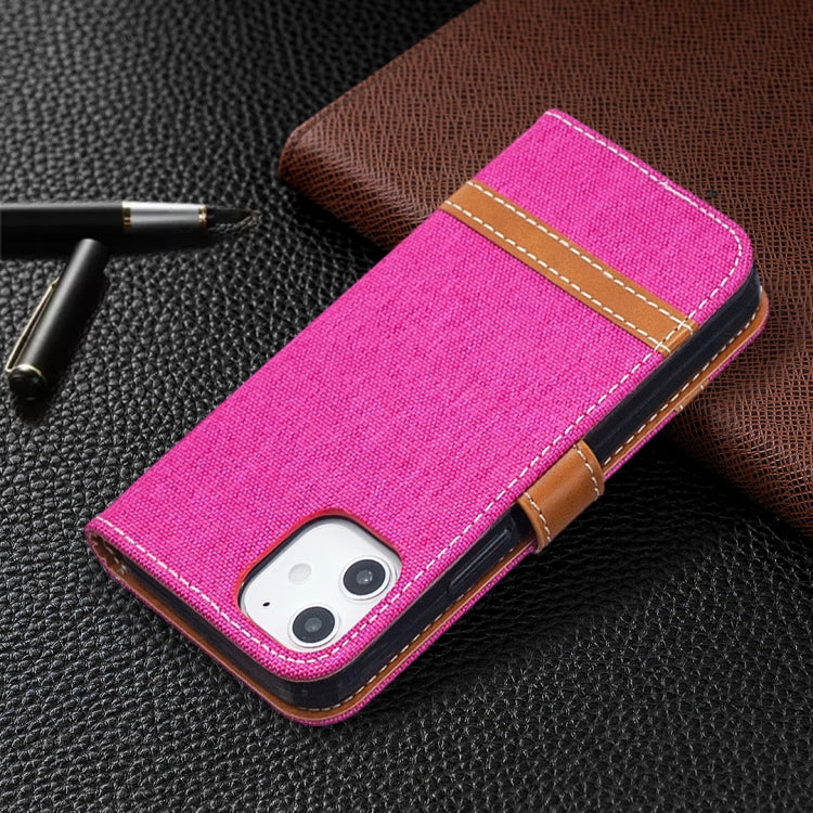 For iPhone 12 mini Color Matching Denim Texture Horizontal Flip Leather Case with Holder & Card Slots & Wallet & Lanyard