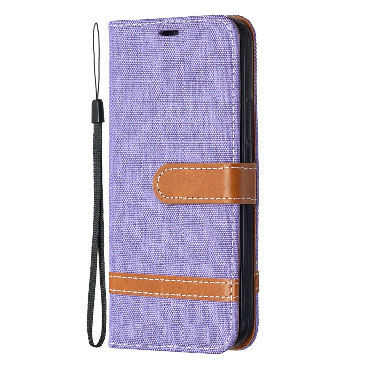 For iPhone 12 / 12 Pro Color Matching Denim Texture Horizontal Flip Leather Case with Holder & Card Slots & Wallet & Lanyard
