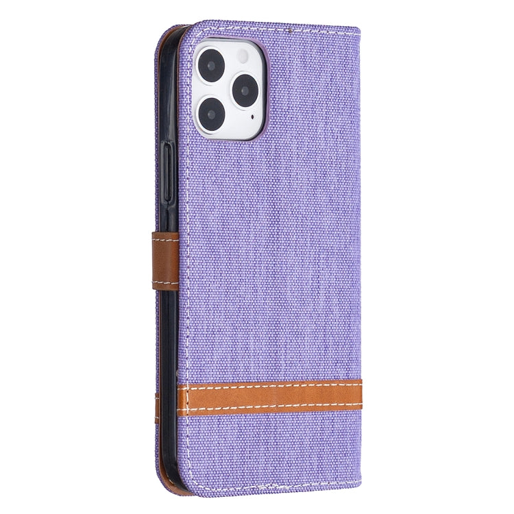 For iPhone 12 / 12 Pro Color Matching Denim Texture Horizontal Flip Leather Case with Holder & Card Slots & Wallet & Lanyard