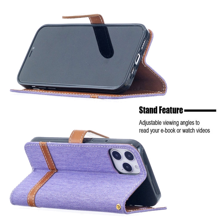 For iPhone 12 / 12 Pro Color Matching Denim Texture Horizontal Flip Leather Case with Holder & Card Slots & Wallet & Lanyard