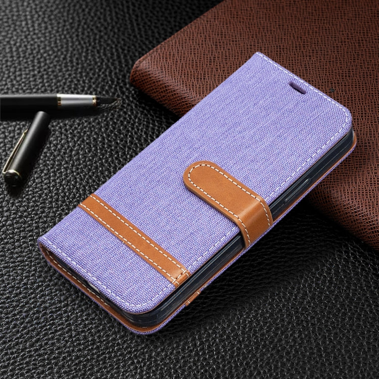 For iPhone 12 / 12 Pro Color Matching Denim Texture Horizontal Flip Leather Case with Holder & Card Slots & Wallet & Lanyard