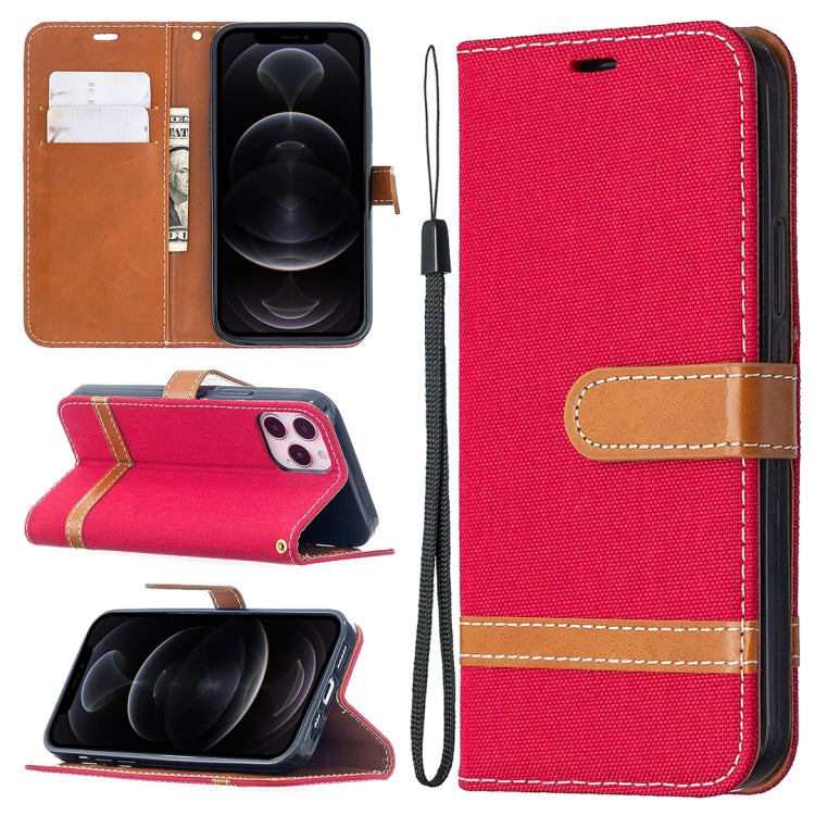 For iPhone 12 / 12 Pro Color Matching Denim Texture Horizontal Flip Leather Case with Holder & Card Slots & Wallet & Lanyard