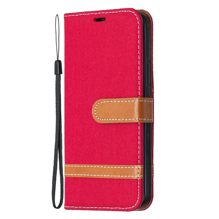 For iPhone 12 / 12 Pro Color Matching Denim Texture Horizontal Flip Leather Case with Holder & Card Slots & Wallet & Lanyard