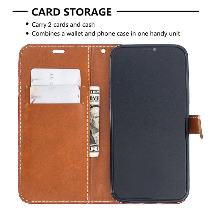 For iPhone 12 / 12 Pro Color Matching Denim Texture Horizontal Flip Leather Case with Holder & Card Slots & Wallet & Lanyard