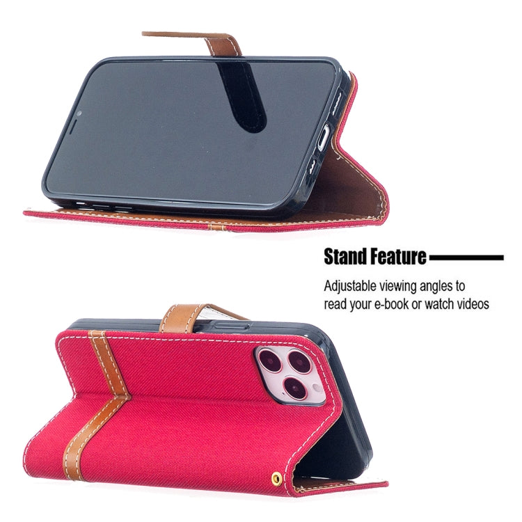 For iPhone 12 / 12 Pro Color Matching Denim Texture Horizontal Flip Leather Case with Holder & Card Slots & Wallet & Lanyard