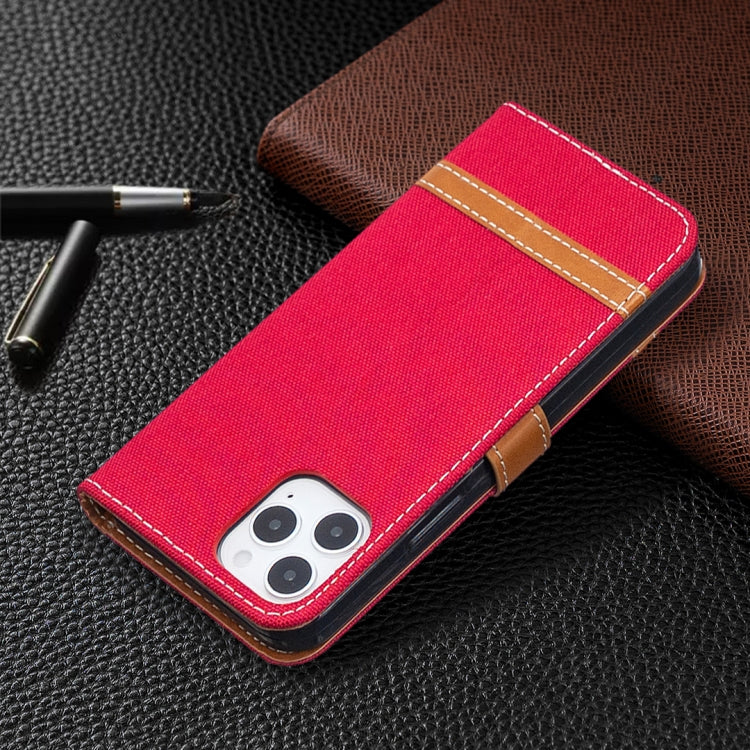 For iPhone 12 / 12 Pro Color Matching Denim Texture Horizontal Flip Leather Case with Holder & Card Slots & Wallet & Lanyard