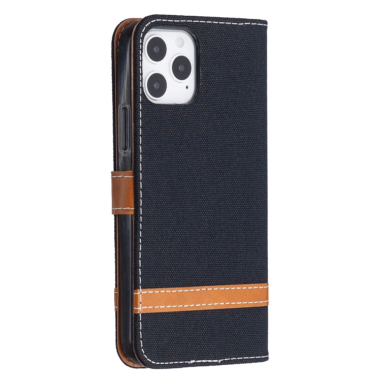 For iPhone 12 / 12 Pro Color Matching Denim Texture Horizontal Flip Leather Case with Holder & Card Slots & Wallet & Lanyard